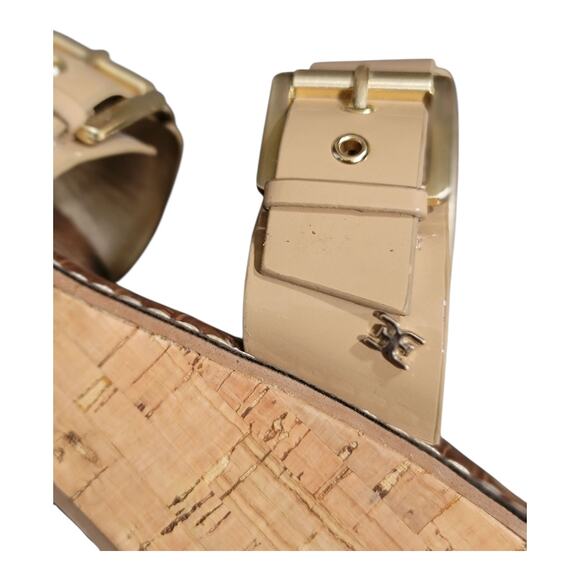 Sam Edelman Anna Beige Patent Leather Buckle Platform Sandals Women's Size 9M - Picture 4 of 8